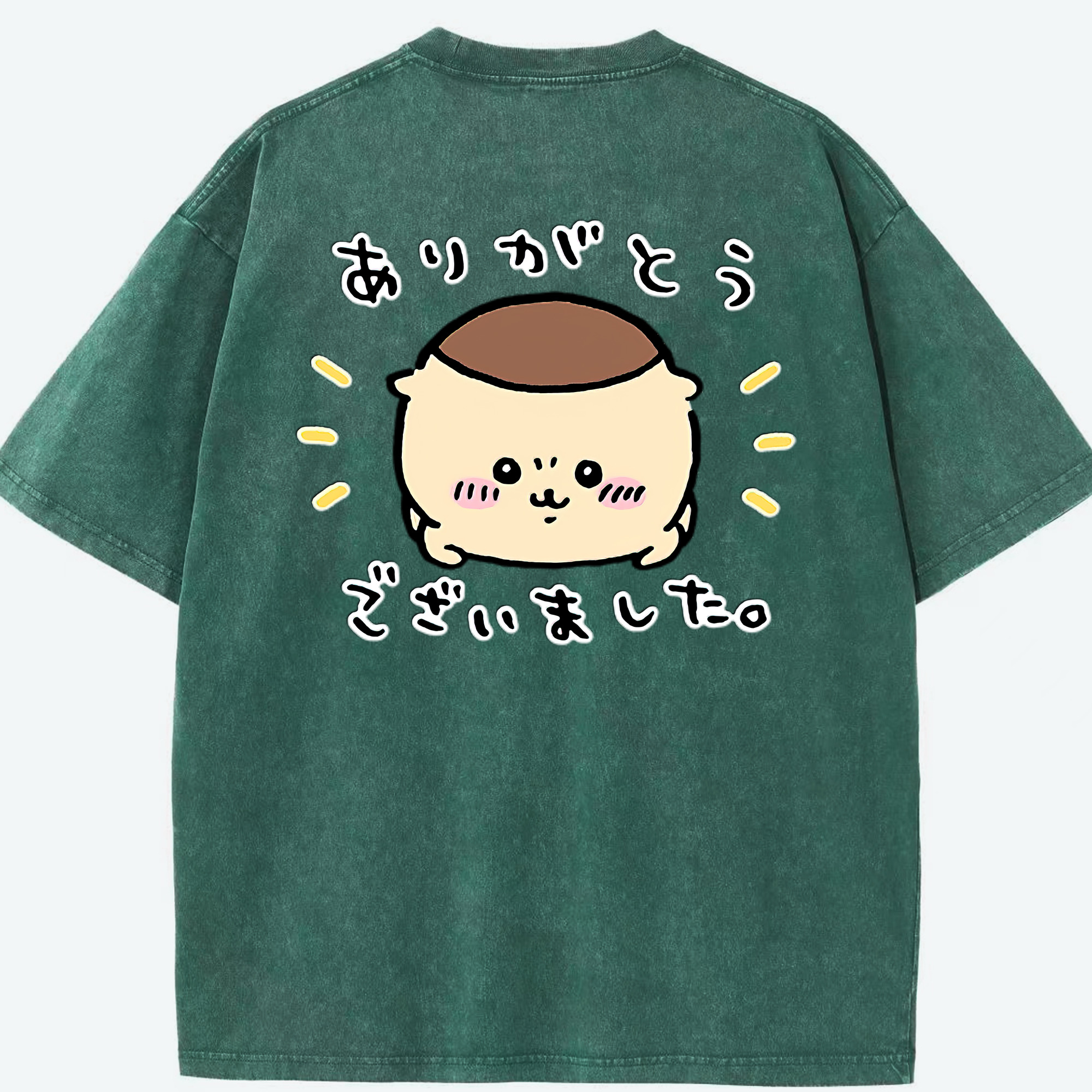 （画像用） ちいかわ くりまんじゅう Chii-kawa kuri manjū 綿100% ヴィンテージ風 半袖Tシャツ（背面プリント）